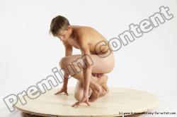 Nude Man White Kneeling poses - ALL Slim Short Brown Kneeling poses - on one knee Multi angles poses Realistic