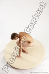 Nude Man White Kneeling poses - ALL Slim Short Brown Kneeling poses - on one knee Multi angles poses Realistic