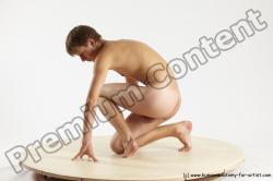 Nude Man White Kneeling poses - ALL Slim Short Brown Kneeling poses - on one knee Multi angles poses Realistic