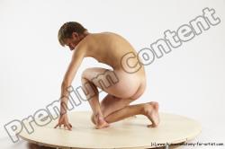 Nude Man White Kneeling poses - ALL Slim Short Brown Kneeling poses - on one knee Multi angles poses Realistic