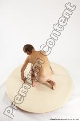 Nude Man White Kneeling poses - ALL Slim Short Brown Kneeling poses - on one knee Multi angles poses Realistic