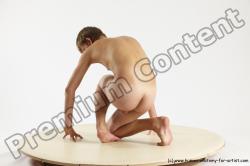 Nude Man White Kneeling poses - ALL Slim Short Brown Kneeling poses - on one knee Multi angles poses Realistic