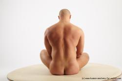 Nude Man White Sitting poses - simple Slim Bald Sitting poses - ALL Realistic