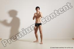 Underwear Martial art Man White Standing poses - ALL Slim Short Brown Standing poses - simple Dynamic poses Academic