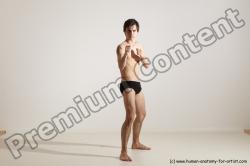 Underwear Martial art Man White Standing poses - ALL Slim Short Brown Standing poses - simple Dynamic poses Academic