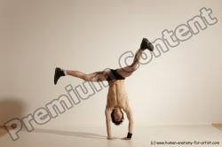 Underwear Gymnastic poses Man White Athletic Short Black Dancing Dynamic poses Academic