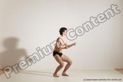 Underwear Martial art Man White Moving poses Slim Short Brown Dynamic poses Academic