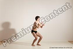 Underwear Martial art Man White Moving poses Slim Short Brown Dynamic poses Academic