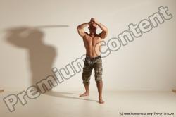 Fighting with sword Man White Moving poses Muscular Short Brown Dynamic poses Academic