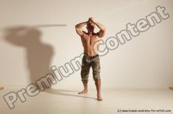 Fighting with sword Man White Moving poses Muscular Short Brown Dynamic poses Academic