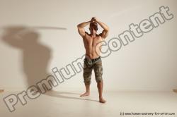 Fighting with sword Man White Moving poses Muscular Short Brown Dynamic poses Academic