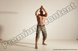 Fighting with sword Man White Moving poses Muscular Short Brown Dynamic poses Academic