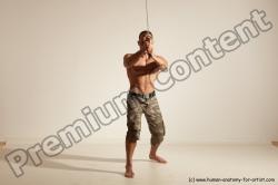 Fighting with sword Man White Moving poses Muscular Short Brown Dynamic poses Academic