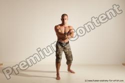 Fighting with sword Man White Moving poses Muscular Short Brown Dynamic poses Academic