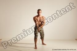 Fighting with sword Man White Moving poses Muscular Short Brown Dynamic poses Academic