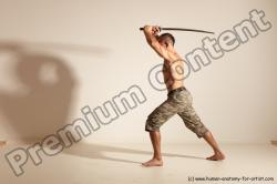 Fighting with sword Man White Moving poses Muscular Short Brown Dynamic poses Academic