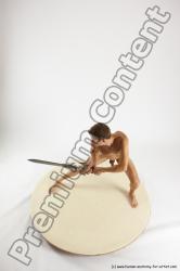 Nude Fighting with sword Man White Standing poses - ALL Athletic Short Brown Standing poses - knee-bend Multi angles poses Realistic