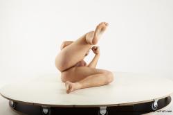 Nude Martial art Man White Laying poses - ALL Slim Short Brown Laying poses - on side Realistic