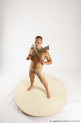 Nude Fighting with knife Man White Standing poses - ALL Slim Short Brown Standing poses - simple Multi angles poses Realistic