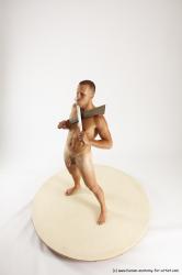 Nude Fighting with knife Man White Standing poses - ALL Slim Short Brown Standing poses - simple Multi angles poses Realistic