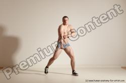 Underwear Martial art Man White Moving poses Slim Short Brown Dynamic poses Academic