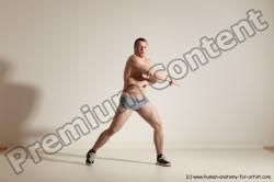 Underwear Martial art Man White Moving poses Slim Short Brown Dynamic poses Academic