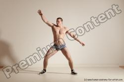 Underwear Martial art Man White Moving poses Slim Short Brown Dynamic poses Academic