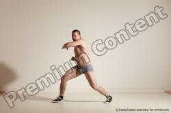 Underwear Martial art Man White Moving poses Slim Short Brown Dynamic poses Academic