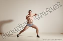 Underwear Martial art Man White Moving poses Slim Short Brown Dynamic poses Academic