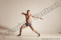 Underwear Martial art Man White Moving poses Slim Short Brown Dynamic poses Academic