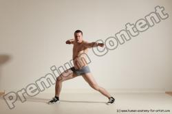 Underwear Martial art Man White Moving poses Slim Short Brown Dynamic poses Academic