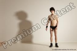 Underwear Gymnastic poses Man White Athletic Short Black Dancing Dynamic poses Academic