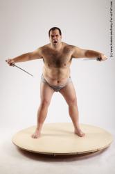 Underwear Fighting with sword Man White Standing poses - ALL Overweight Short Black Standing poses - simple Academic