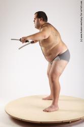 Underwear Fighting with sword Man White Standing poses - ALL Overweight Short Black Standing poses - simple Academic