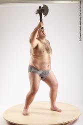 Underwear Fighting with axe Man White Standing poses - ALL Overweight Short Black Standing poses - simple Academic