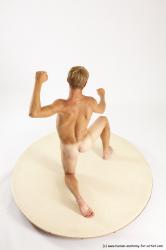 Nude Man White Kneeling poses - ALL Athletic Short Blond Kneeling poses - on one knee Multi angles poses Realistic