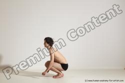 Underwear Gymnastic poses Man White Moving poses Slim Short Brown Dynamic poses Academic