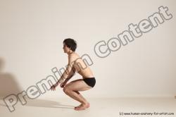 Underwear Gymnastic poses Man White Moving poses Slim Short Brown Dynamic poses Academic