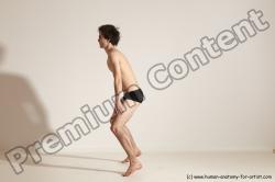 Underwear Gymnastic poses Man White Moving poses Slim Short Brown Dynamic poses Academic