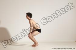 Underwear Gymnastic poses Man White Moving poses Slim Short Brown Dynamic poses Academic