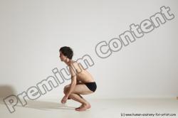 Underwear Gymnastic poses Man White Moving poses Slim Short Brown Dynamic poses Academic