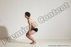 Underwear Gymnastic poses Man White Moving poses Slim Short Brown Dynamic poses Academic