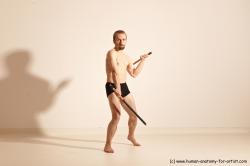 Underwear Fighting Man White Standing poses - ALL Slim Short Blond Standing poses - simple Dynamic poses Academic