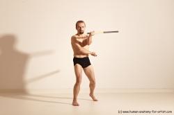 Underwear Fighting Man White Standing poses - ALL Slim Short Blond Standing poses - simple Dynamic poses Academic