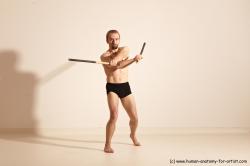 Underwear Fighting Man White Standing poses - ALL Slim Short Blond Standing poses - simple Dynamic poses Academic