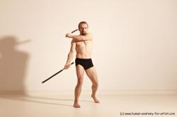 Underwear Fighting Man White Standing poses - ALL Slim Short Blond Standing poses - simple Dynamic poses Academic