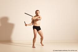 Underwear Fighting Man White Standing poses - ALL Slim Short Blond Standing poses - simple Dynamic poses Academic