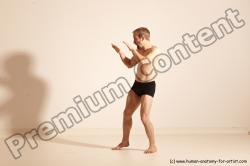 Underwear Martial art Man White Moving poses Athletic Short Brown Dynamic poses Academic