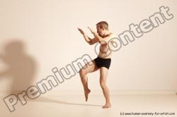 Underwear Martial art Man White Moving poses Athletic Short Brown Dynamic poses Academic