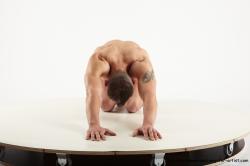 Nude Man White Kneeling poses - ALL Slim Short Brown Kneeling poses - on both knees Realistic